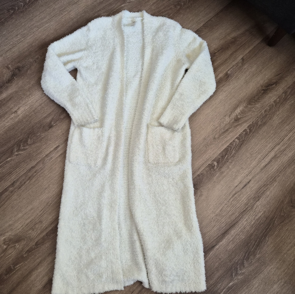 SKIMS Cream Plush Teddy Sherpa Full Length Cardigan Jacket XS